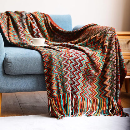 Couverture de canapé tricotée