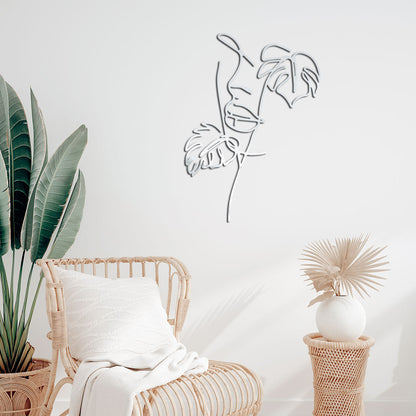 Décoration murale minimaliste femme avec fleurs en acrylique