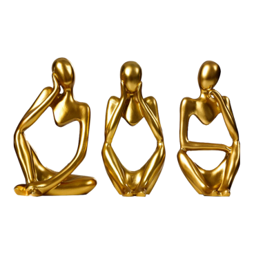 Set de 3 statues penseurs en métal
