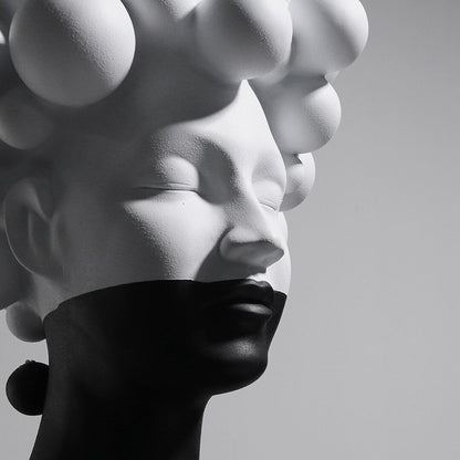 Statue décorative tête femme en résine